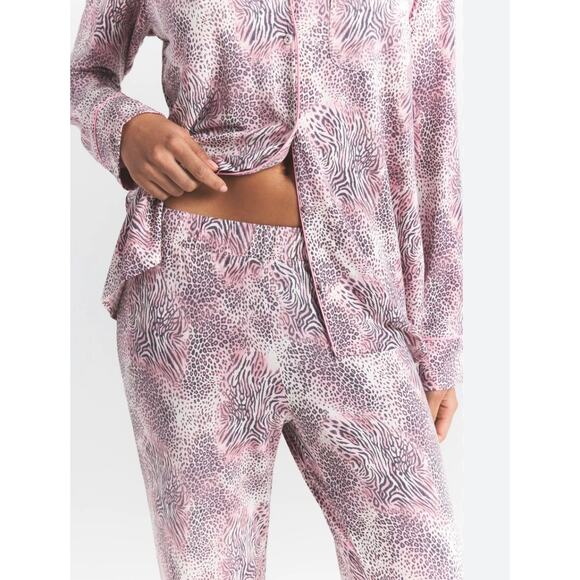 Skims Sleep Long Sleeve Button Up Pajama Set NWT Bloom Mini Multi Animal Size L - Picture 5 of 9